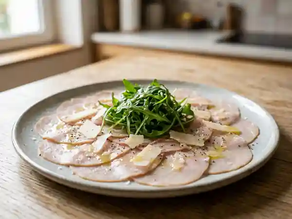 Carpaccio de dinde fondant au parmesan - Photo de présentation