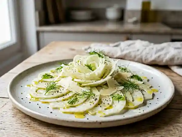 Carpaccio de fenouil croquant au parmesan - Photo de présentation