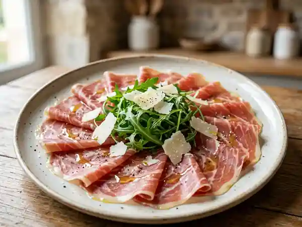 Carpaccio de Parme, parmesan et roquette - Photo de présentation