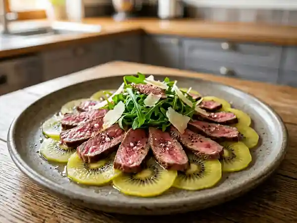 Carpaccio de Kiwi Gold et Agneau : Entrée Fraîche et Gourmande - Photo de présentation