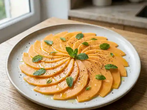 Carpaccio de melon au poivre noir : entrée fraîche et raffinée - Photo de présentation