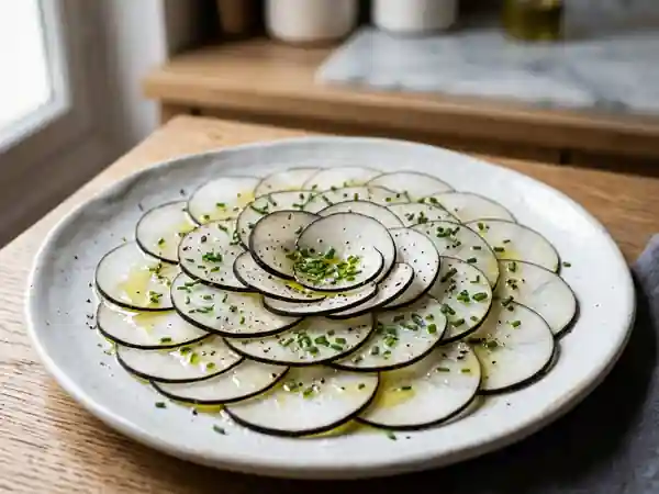 Carpaccio de radis noir croquant et acidulé - Photo de présentation