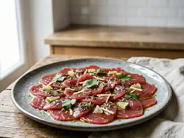 Carpaccio de thon frais au gingembre et agrumes - Photo de présentation