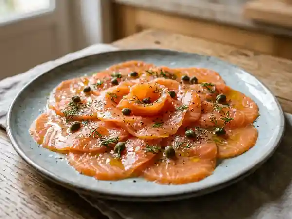 Carpaccio de truite fondant au citron - Photo de présentation