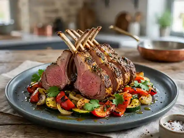 Carré d'agneau épicé et légumes fondants - Photo de présentation
