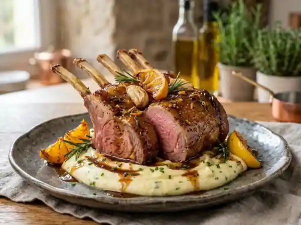 Carré d’agneau rôti au jus d'agrumes acidulé - Photo de présentation