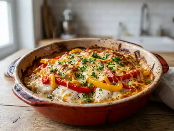 Carré de carrelet aux poivrons gratinés : recette savoureuse et facile - Photo de présentation