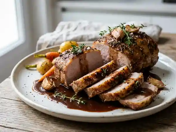 Carré de porc rôti au thym et ail - Photo de présentation