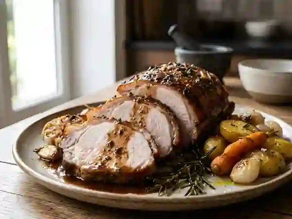 Carré de porc rôti à l'ail et au romarin - Photo de présentation