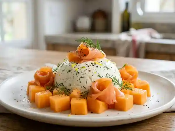 Dôme onctueux de melon au saumon fumé - Photo de présentation
