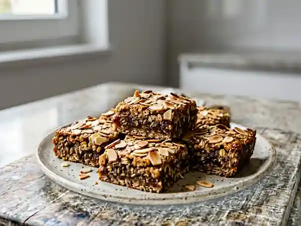 Carrés fondants aux dattes et amandes grillées - Photo de présentation