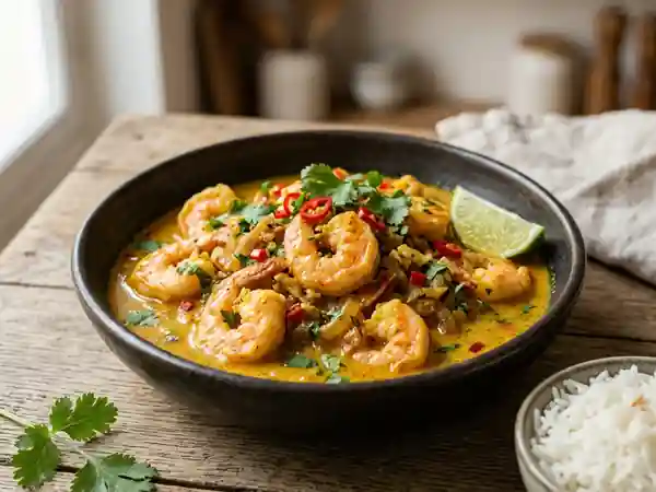Carri de crevettes onctueux et relevé - Photo de présentation