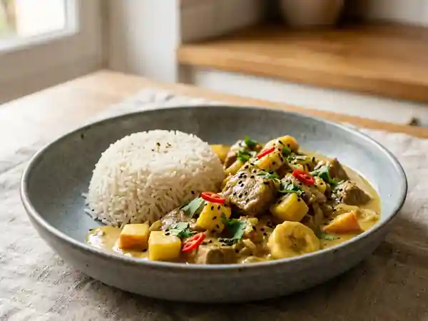 Veau Casimir fondant au curry et fruits doux - Photo de présentation