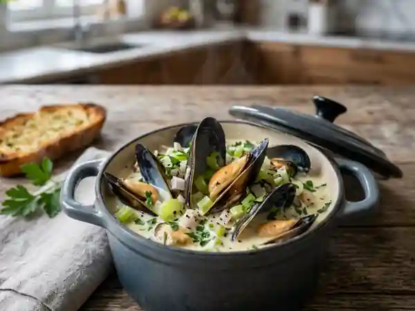 Cassolette de moules au céleri croquant : recette gourmande et facile - Photo de présentation
