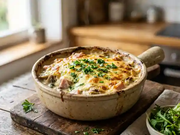 Cassolette fondante jambon-champignons - Photo de présentation