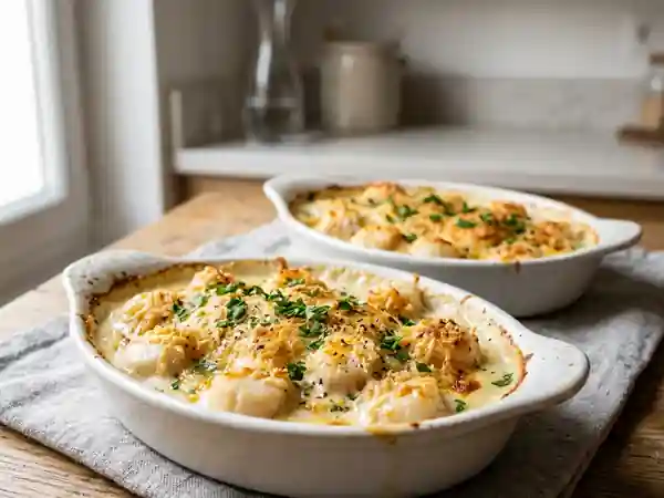 Cassolettes de pétoncles au gratin croustillant - Photo de présentation