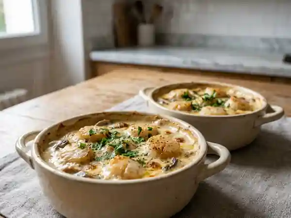 Cassolettes de Saint-Jacques à la Crème et au Vin Blanc - Photo de présentation