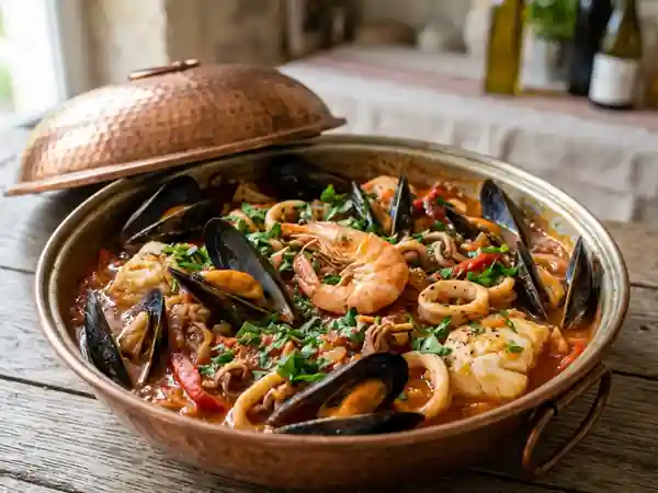 Cataplana aux fruits de mer : recette traditionnelle portugaise savoureuse - Photo de présentation