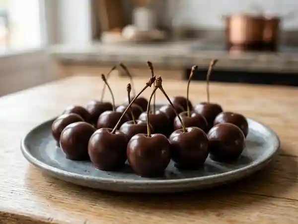 Cerises givrées au chocolat noir - Photo de présentation