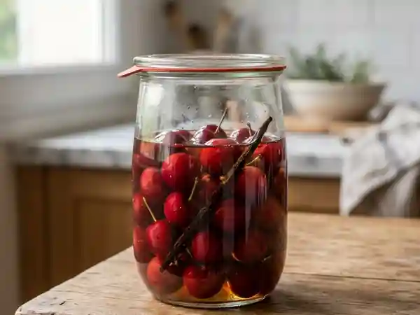 Cerises charnues infusées à l'eau-de-vie - Photo de présentation