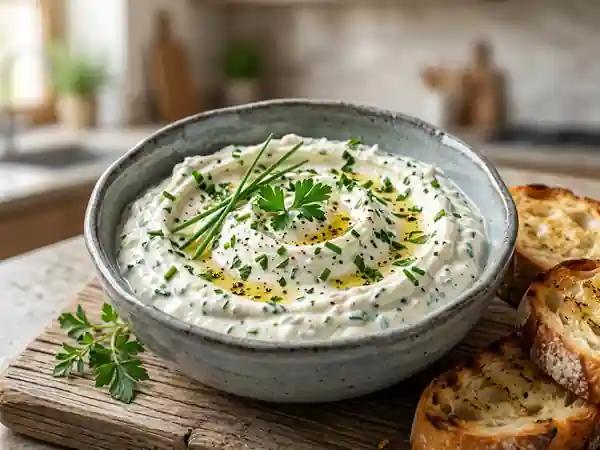 Cervelle de canut crémeuse et herbes fraîches - Photo de présentation