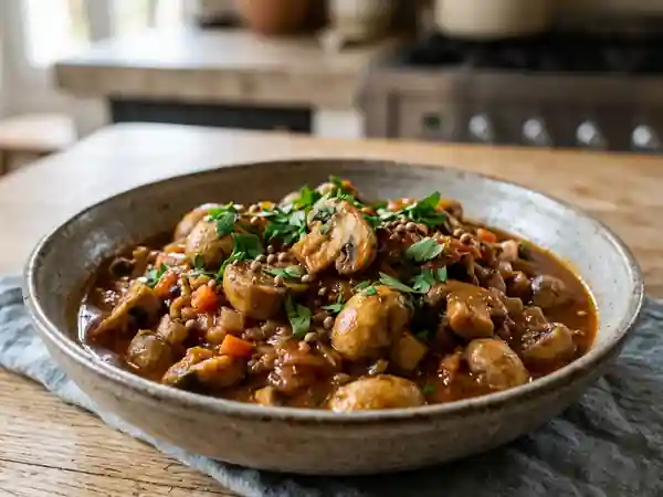 Champignons à la grecque fondants - Photo de présentation