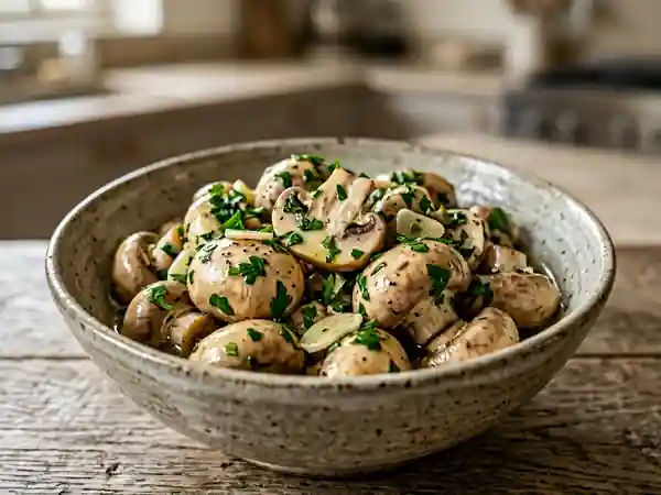 Champignons de Paris marinés maison : recette facile et savoureuse - Photo de présentation