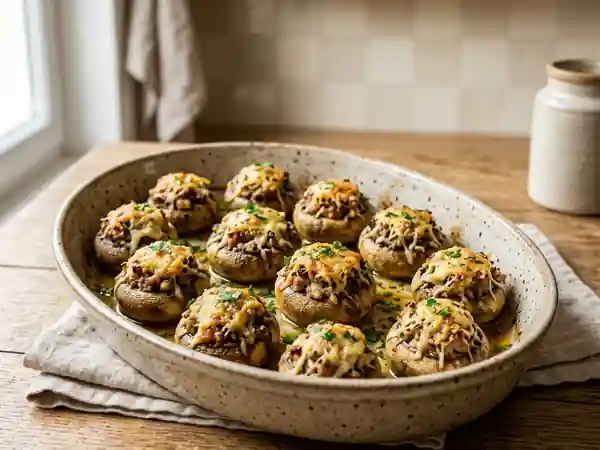 Champignons farcis rôtis et gratinés - Photo de présentation