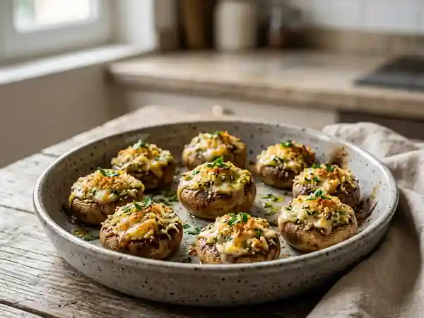 Champignons farcis au fromage fondant : recette gourmande et facile - Photo de présentation