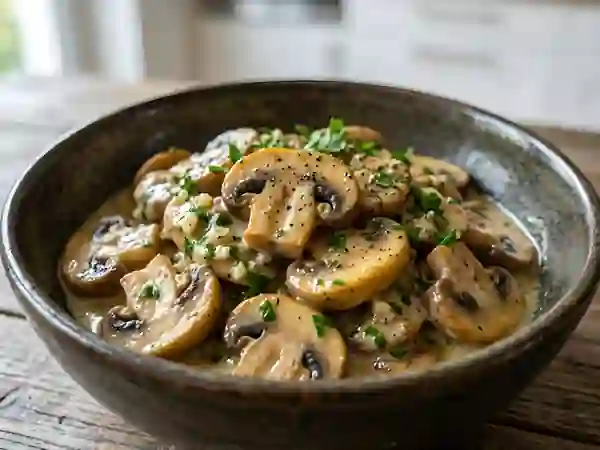 Champignons fondants à la crème persillée - Photo de présentation