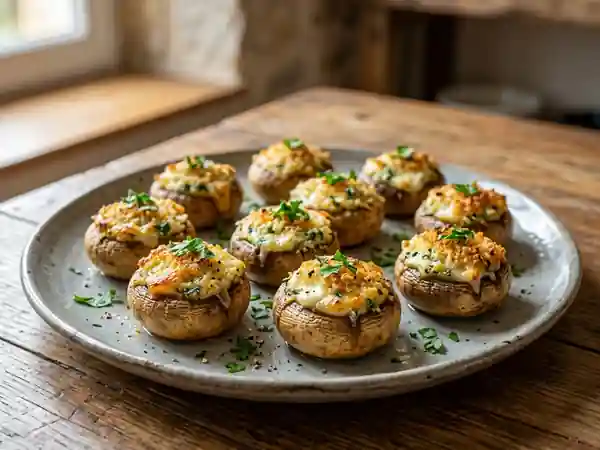 Champignons rôtis, cœur fondant au chèvre - Photo de présentation
