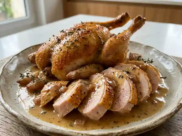 Chapon rôti au vin de paille : recette gourmande et raffinée - Photo de présentation