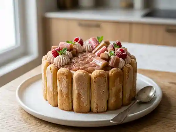 Charlotte à la rhubarbe : dessert frais et gourmand - Photo de présentation