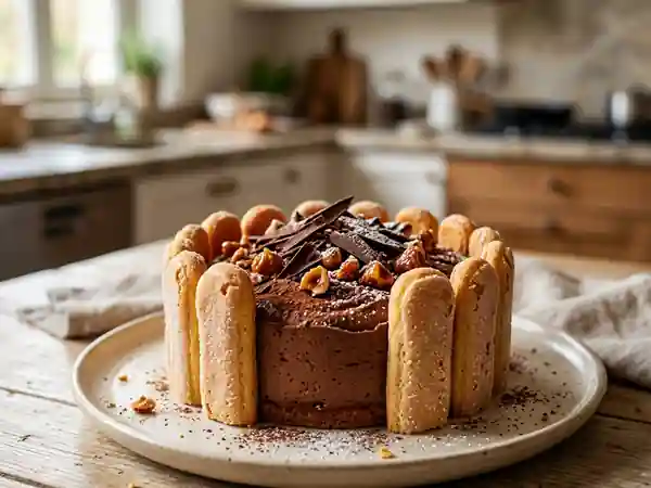 Charlotte fondante chocolat et praliné craquant - Photo de présentation