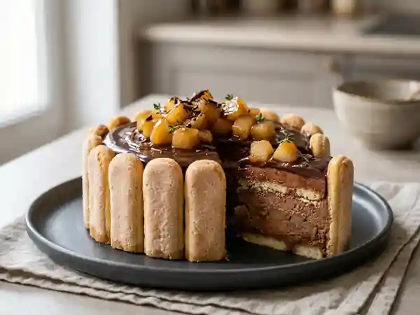 Charlotte chocolat et poires fondantes au miel - Photo de présentation