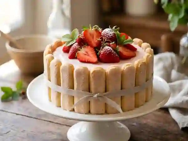 Charlotte aux fraises fondante et légère - Photo de présentation