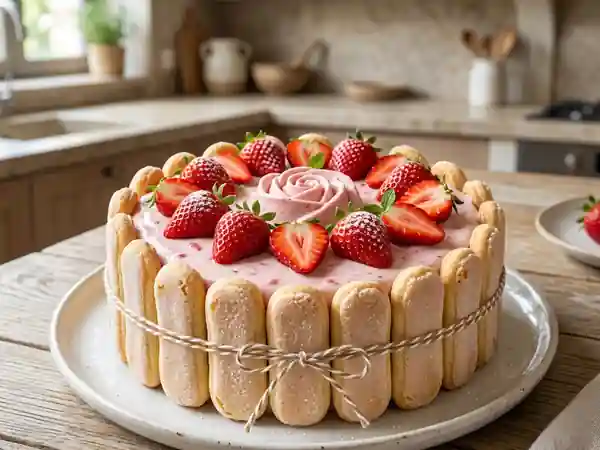 Charlotte aux fraises légère et rapide : dessert frais et diététique - Photo de présentation