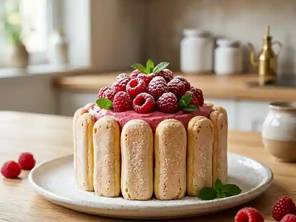 Charlotte aux framboises crémeuse : dessert léger et gourmand - Photo de présentation