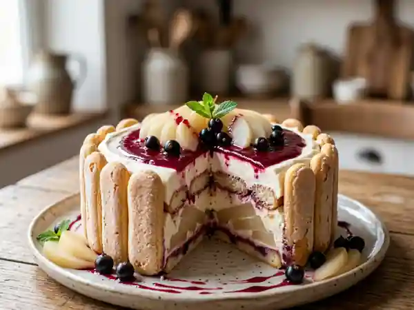 Charlotte aux Poires, Chantilly Maison et Coulis de Cassis - Photo de présentation