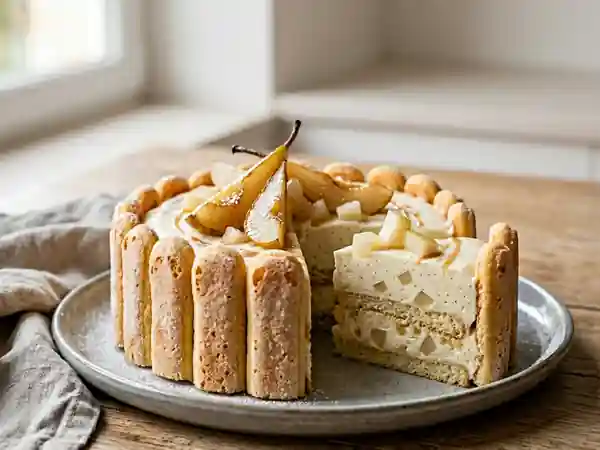 Charlotte aux poires, cœur fondant et aérien - Photo de présentation