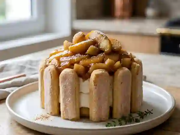 Charlotte aux pommes caramélisées fondante - Photo de présentation
