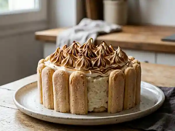 Charlotte de riz au lait vanillé et meringue - Photo de présentation
