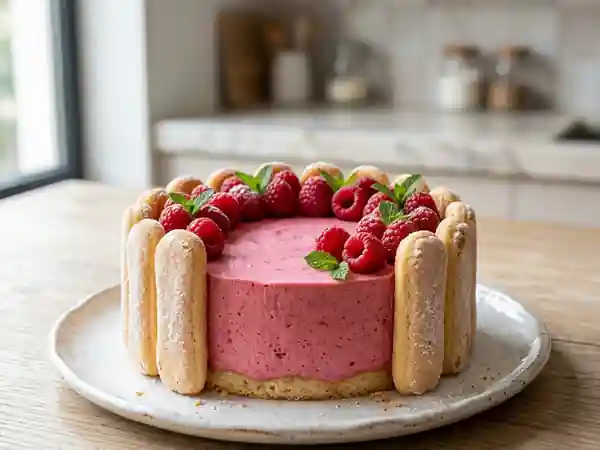 Charlotte glacée aux framboises : dessert frais et gourmand - Photo de présentation