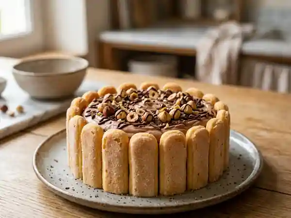 Charlotte gourmande à la mousse de noisette et chocolat - Photo de présentation