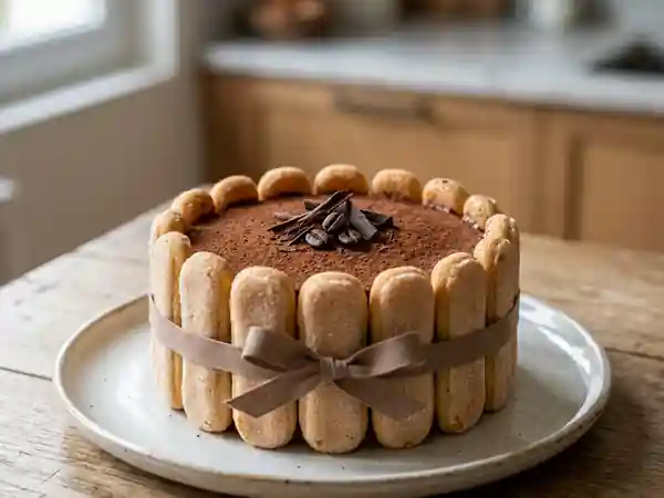 Charlotte gourmande au chocolat noir intense et café corsé - Photo de présentation