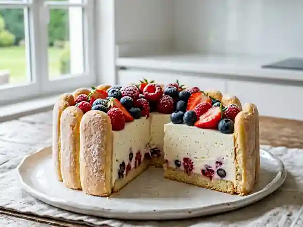 Charlotte onctueuse au fromage blanc et fruits - Photo de présentation