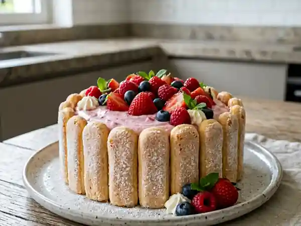 Charlotte gourmande aux fruits rouges frais - Photo de présentation