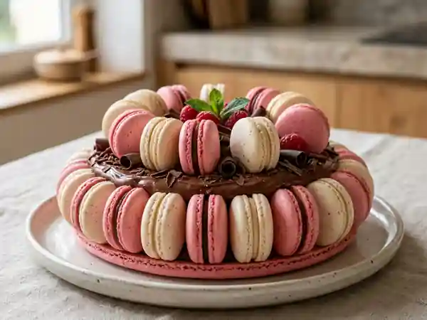 Charlotte gourmande aux macarons et crème onctueuse au chocolat - Photo de présentation