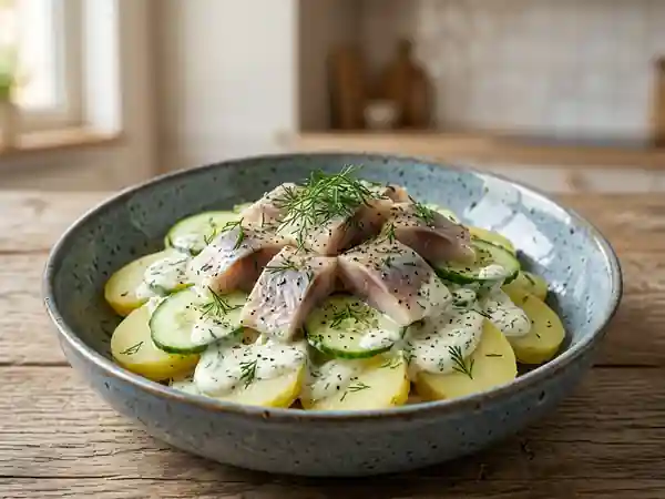 Salade baltique : hareng fondant et crème aneth - Photo de présentation