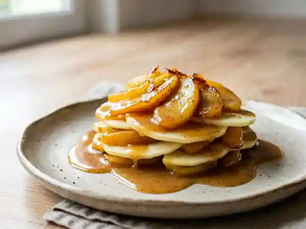 Chaud-froid gourmand de pommes au caramel et vanille - Photo de présentation